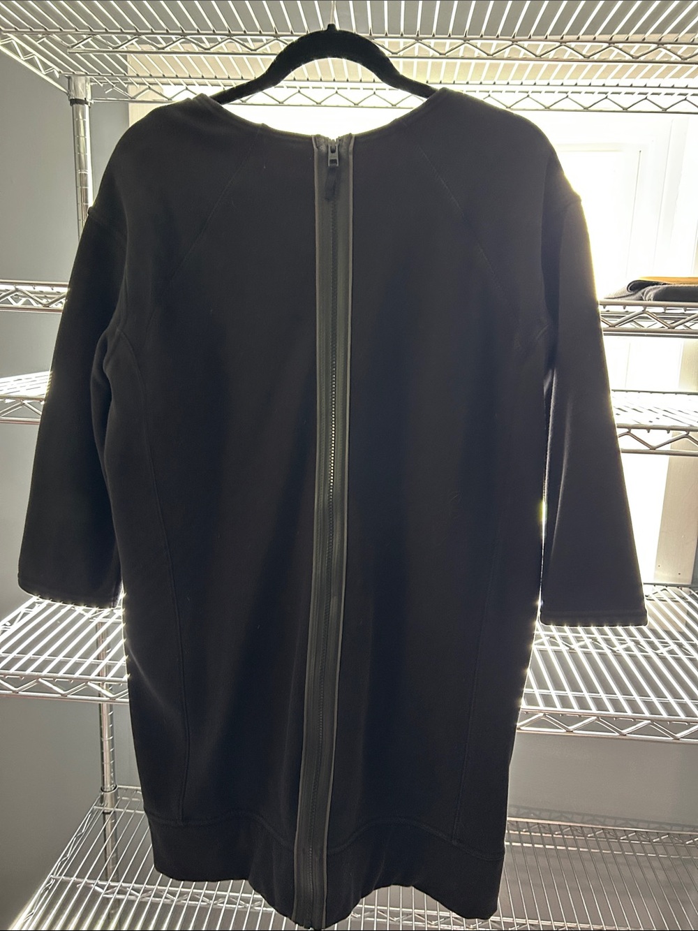 Athleta Black Mini Shift Dress with Three-Quarter Sleeves